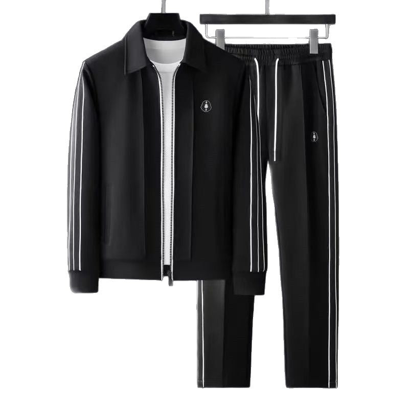 Men's 2-Piece Sportswear Set Rhinestone Long Sleeve Sweatshirt Shorts Casual Tracksuit teemdrop