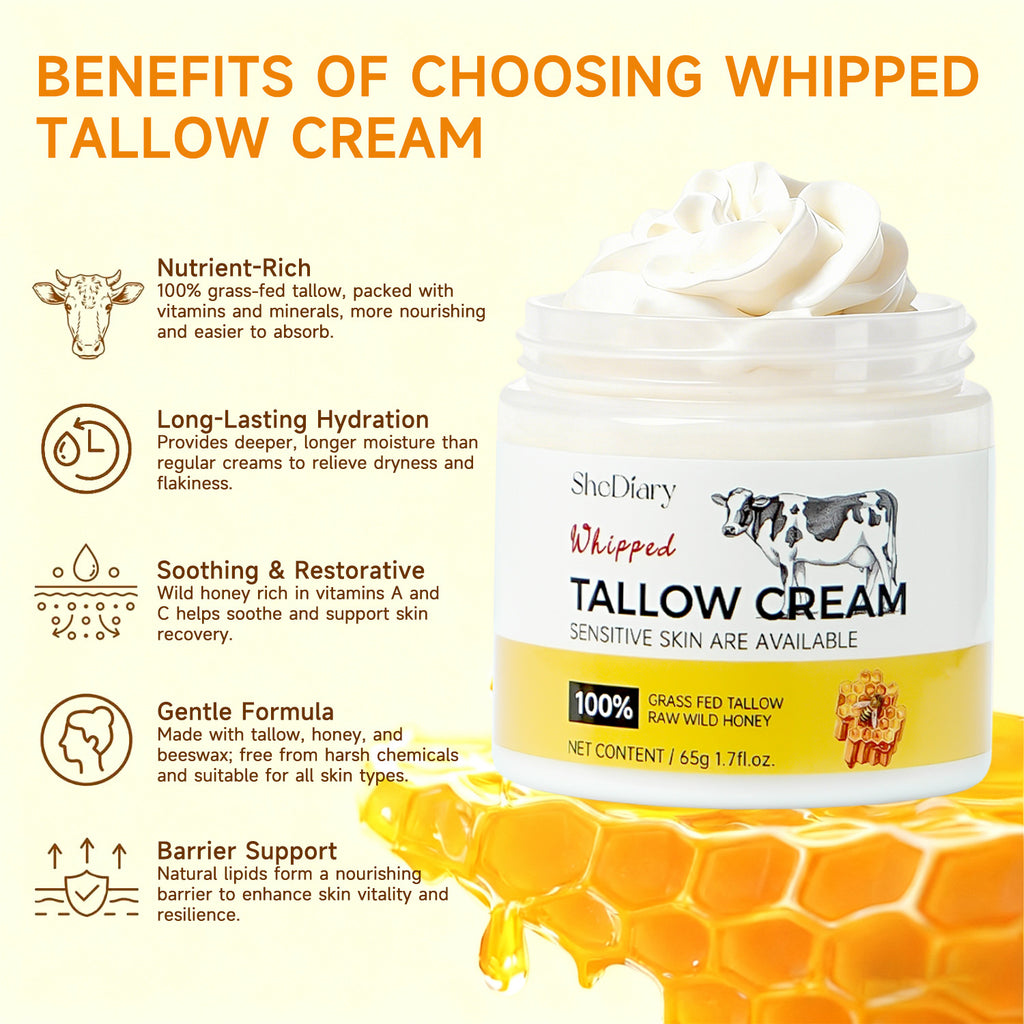 Beef Tallow Deeply Moisturizing and Repairing Face Cream 65g for All Skin Types teemdrop