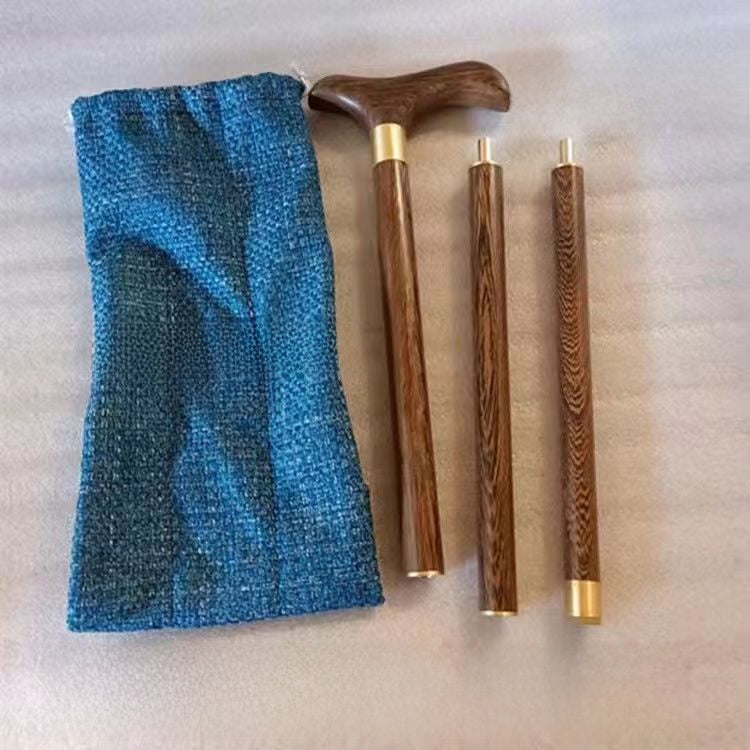 Wooden Three-Section Folding Walking Stick