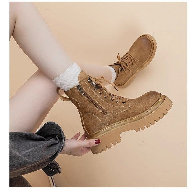 Retro British Style Thick-Sole Mid-Calf Women's Martin Boots teemdrop
