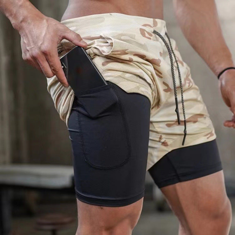 Men's Double Gym Shorts Jogging Quick-Dry