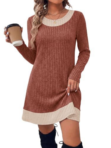 Women's Autumn Winter Plaid Patchwork Bodycon Knitted Sweater Dress teemdrop