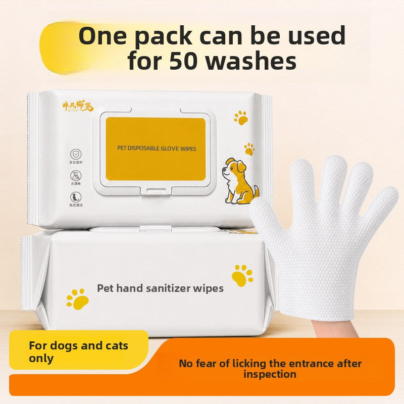 50-Piece Pet Waterless Deodorizing Bathing Gloves teemdrop