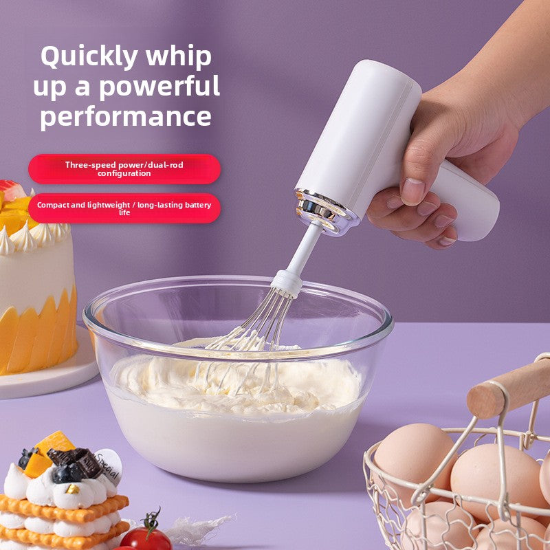 Mini Wireless Rechargeable Electric Hand Mixer with 3 Speeds for Baking and Cooking