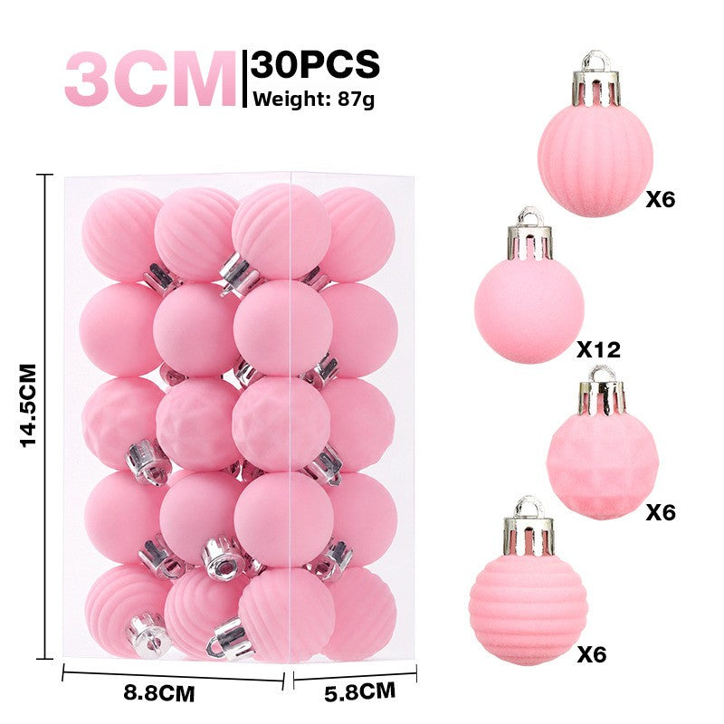30-Pack 3cm Velvet Flocked Christmas Ball Ornaments for Tree Decoration teemdrop
