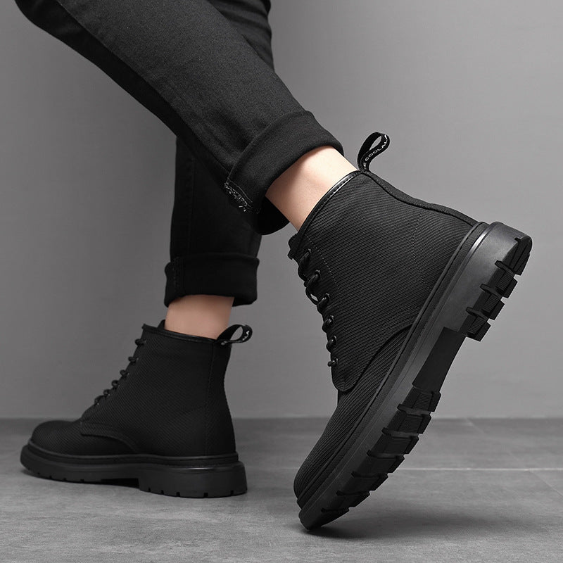 Men's Breathable Canvas Martin Boots Casual Lace-Up Boots teemdrop