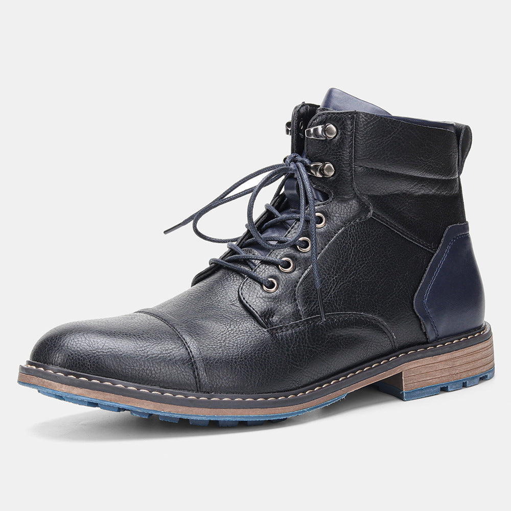 Vintage Polished Men's Leather Work Boots teemdrop