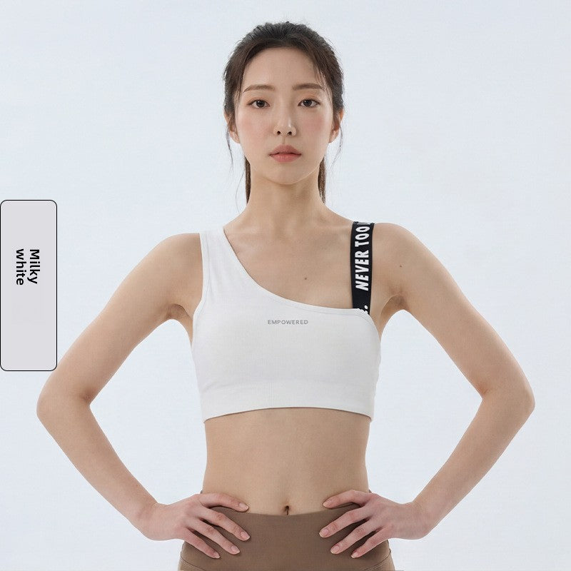Women's Solid Color Backless High-Intensity Sports Bra with Chest Pad teemdrop