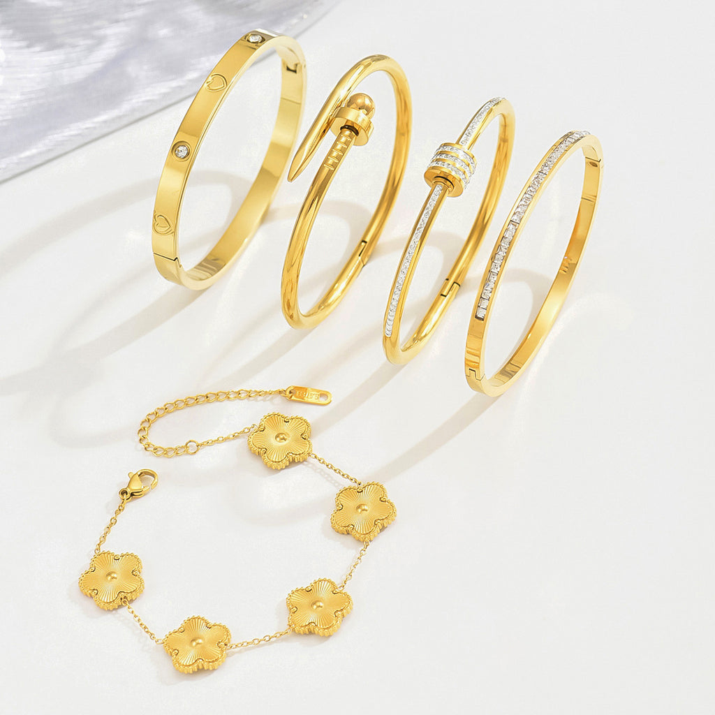 Gold-colored stainless steel bracelet teemdrop
