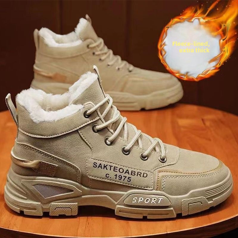 Mens Winter Fleece Lined High Top Martin Boots Casual Warm Lace Up Shoes teemdrop