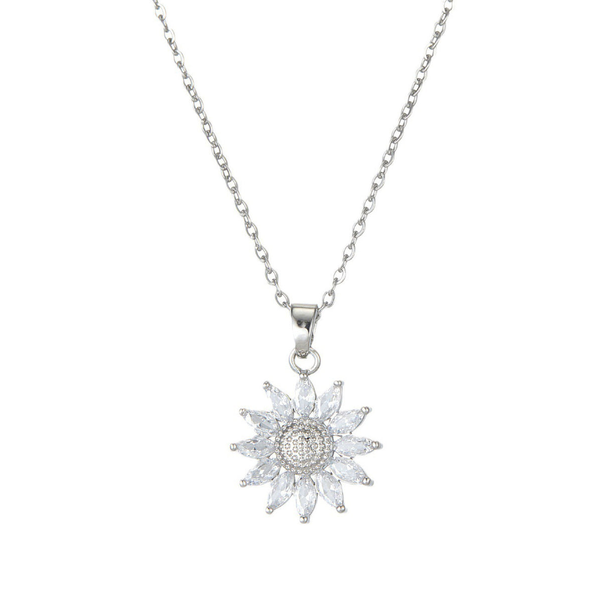 Vintage Sunflower Pendant Titanium Steel Necklace for Women