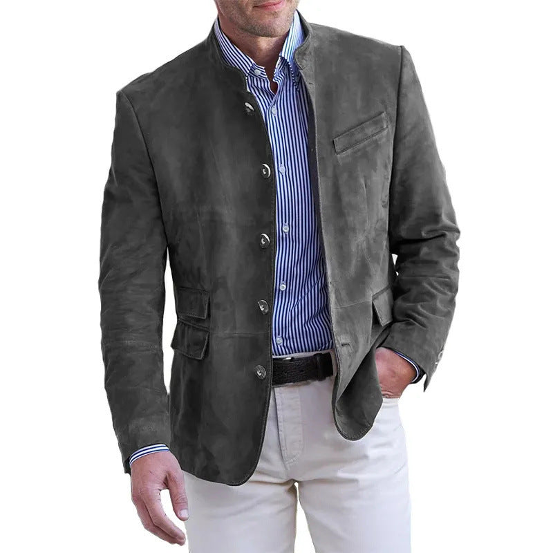 Men's casual suede trench coat