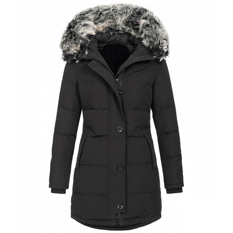 Womens Hooded Long Sleeve Warm Zipper Quilted Jacket teemdrop