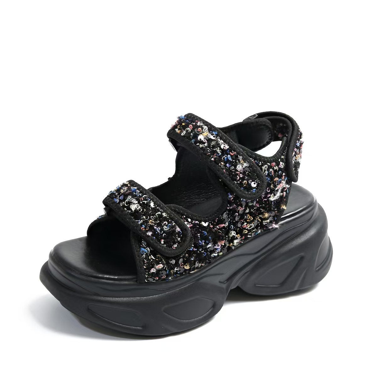 Womens Velcro Platform Flat Sandals teemdrop