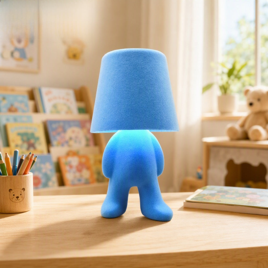 Textile-embroidered thinker figurine - rechargeable touchable night light