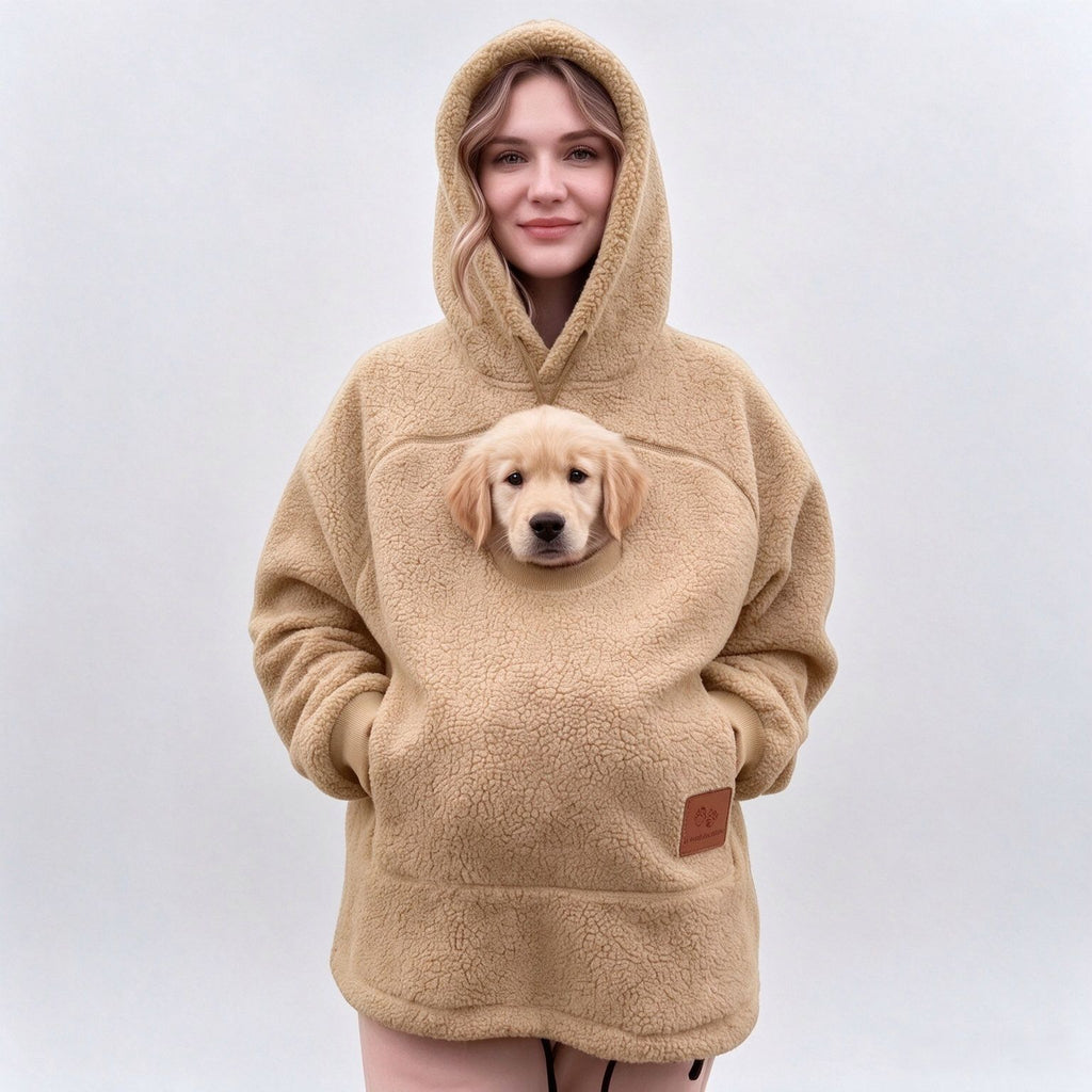 Unisex Lamb Wool Hooded Pullover Sweatshirt Loose Casual Warm