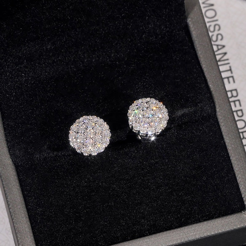 Women's Floral Round Full Diamond Micro-Inlaid Zircon Elegant Earrings teemdrop