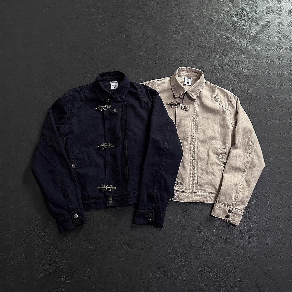 Stand Collar Cotton Canvas Workwear Jacket teemdrop