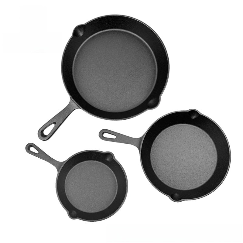 Traditional Cast Iron Flat Bottom Frying Pan teemdrop
