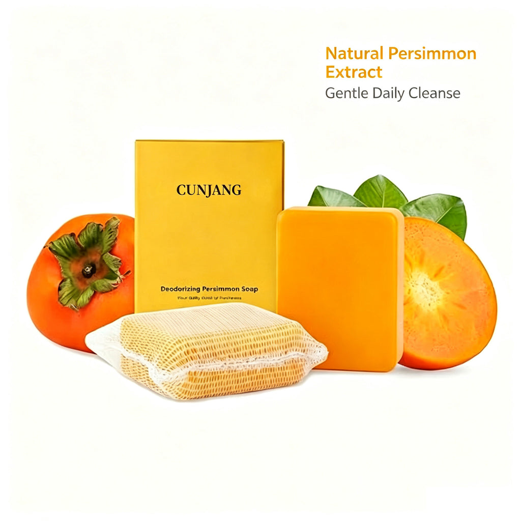 Natural Persimmon Handmade Soap Deodorizing Body Wash Gentle Cleanser for Underarm Foot Odor Removal Herbal Fragrance Bar teemdrop