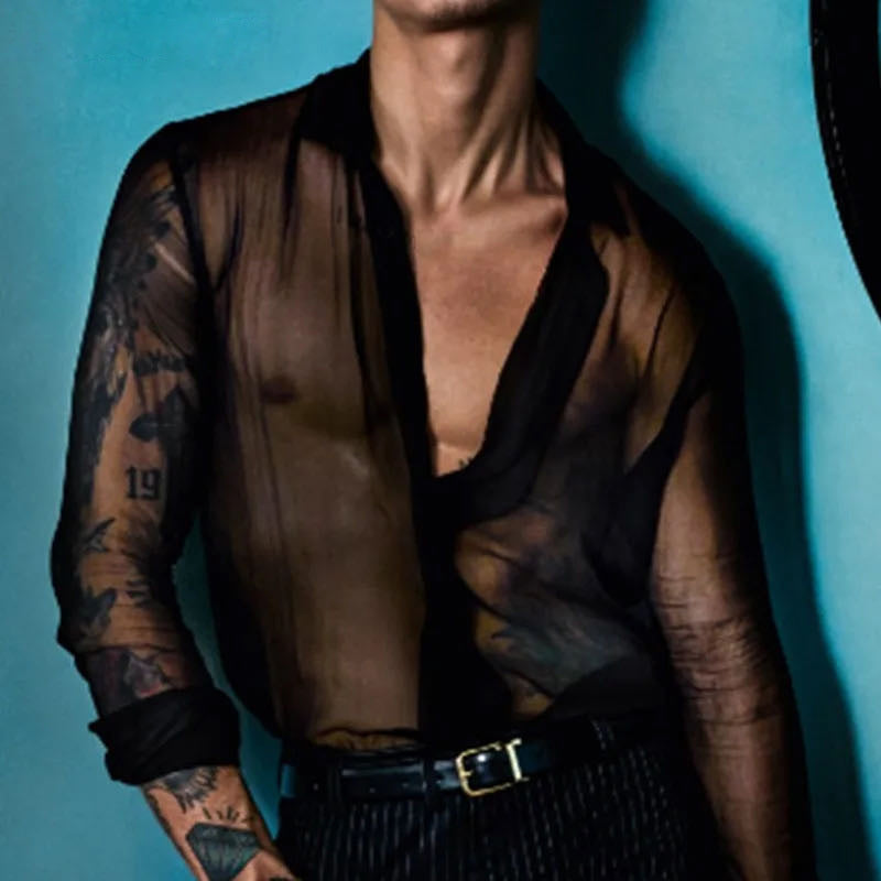 Men's Mesh See-Through Shirt