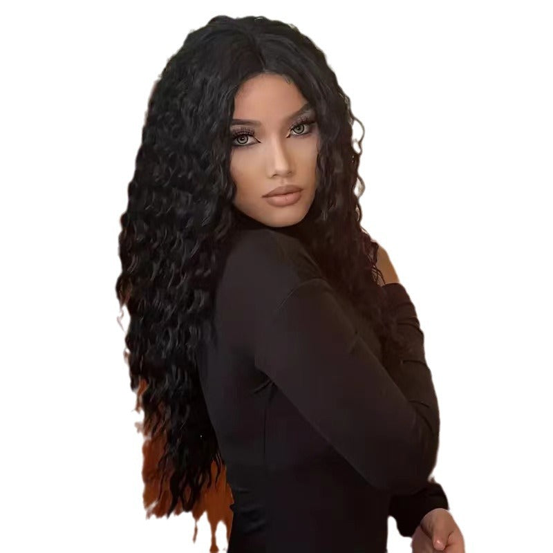 Heat Resistant Synthetic Fiber Long Curly Full Wig With Natural Look teemdrop