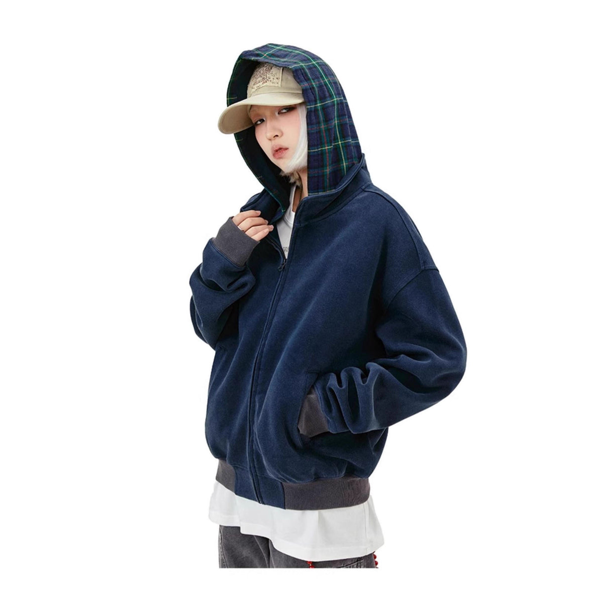 Fake two-piece hooded sweatshirt teemdrop