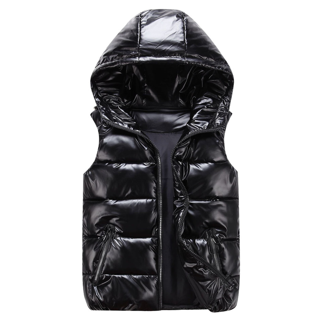 Men's Shiny Stand Collar Thickened Slim-Fit Cotton Vest teemdrop
