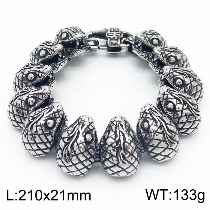 Men's Vintage Snake Head Titanium Steel Punk Bracelet