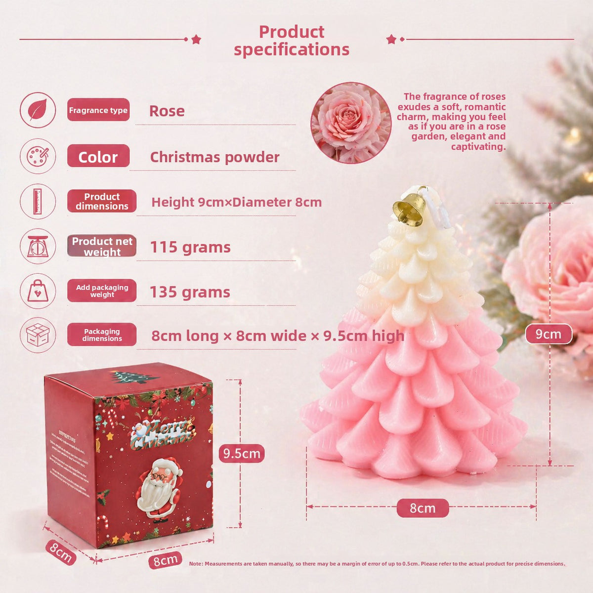 Handmade Christmas Tree Scented Candle Novelty Holiday Gift Box Set teemdrop