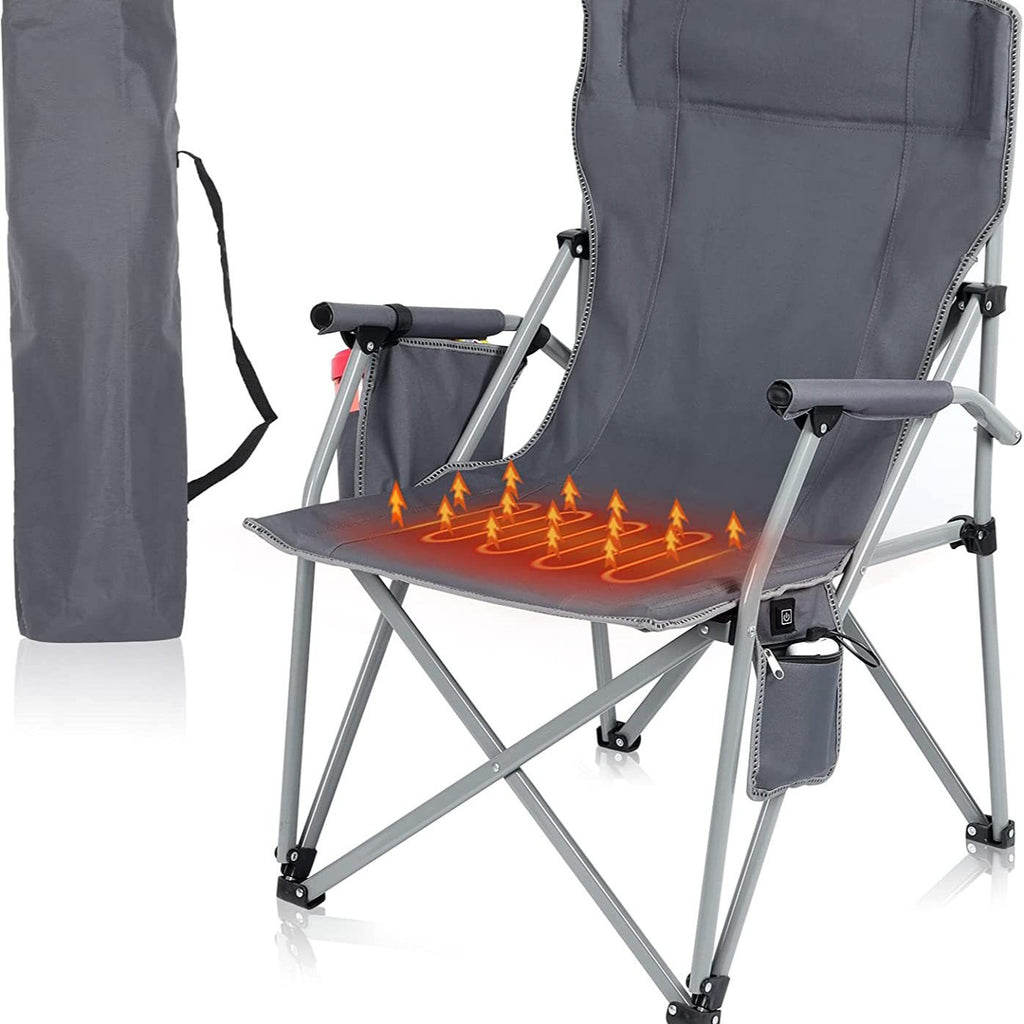Heated Foldable Camping Chair with USB Heating Pad