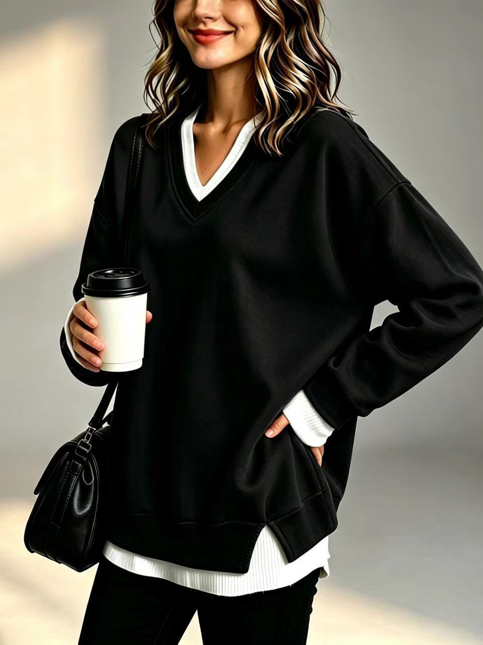 V-neck sweatshirt teemdrop