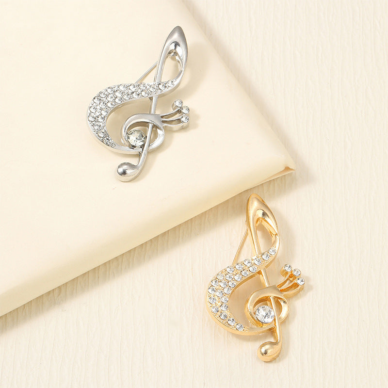 Niche Design Musical Note Brooch Anti-Exposure Light Luxury Zinc Alloy Pin Unisex Fashion Accessory teemdrop