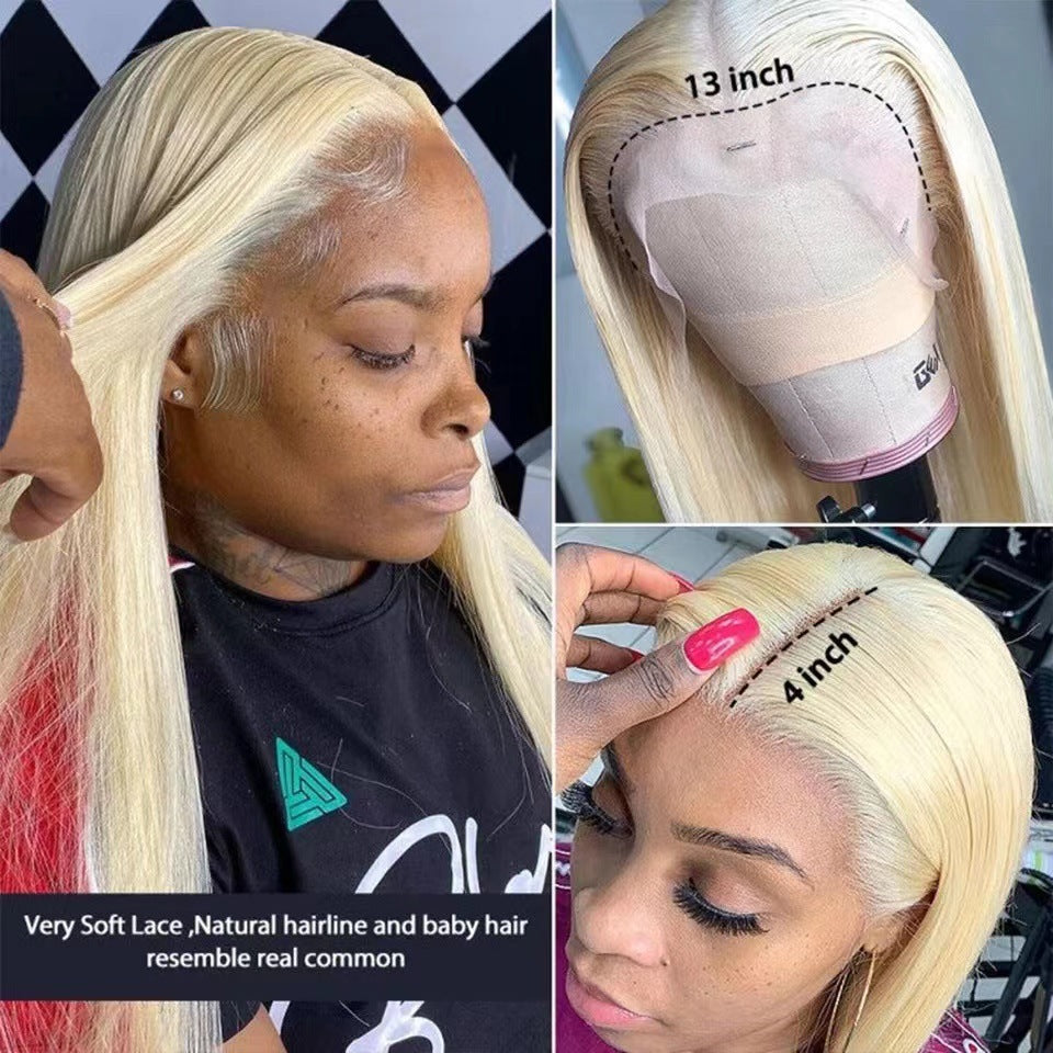 Long Straight Heat Resistant Synthetic Fiber Front Lace Wig teemdrop