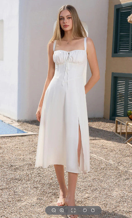 Women's Summer Sleeveless Solid Color Floral Sling Dress
