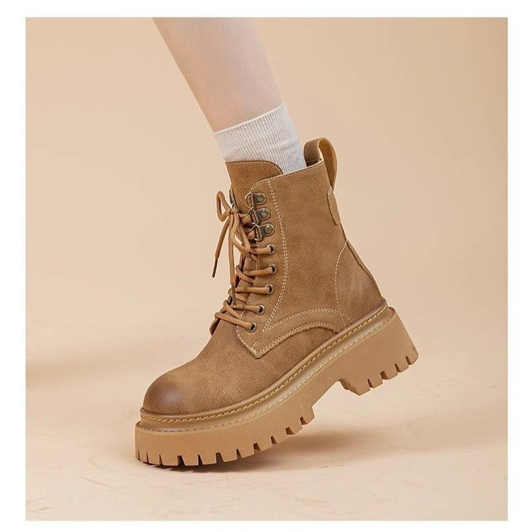 Retro British Style Thick-Sole Mid-Calf Women's Martin Boots teemdrop
