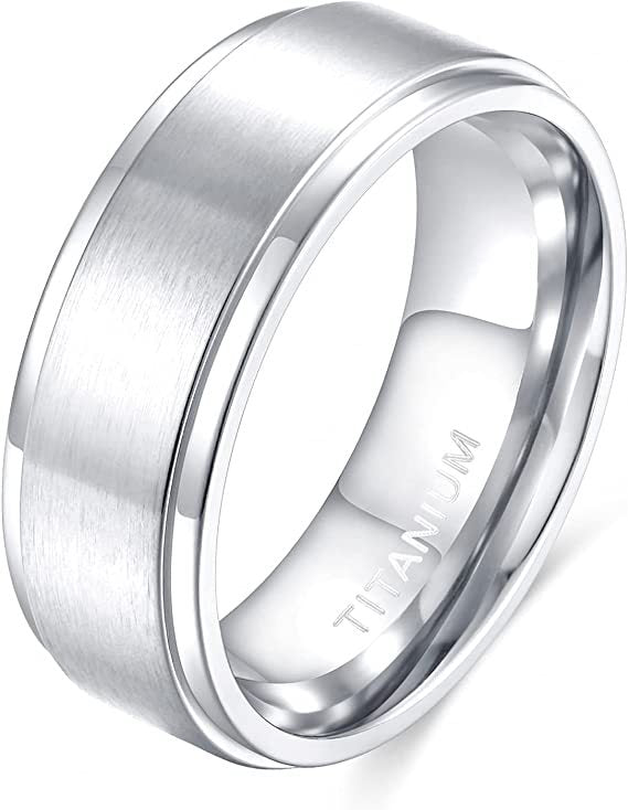 Pure Titanium Ring Simple Sand Step Band