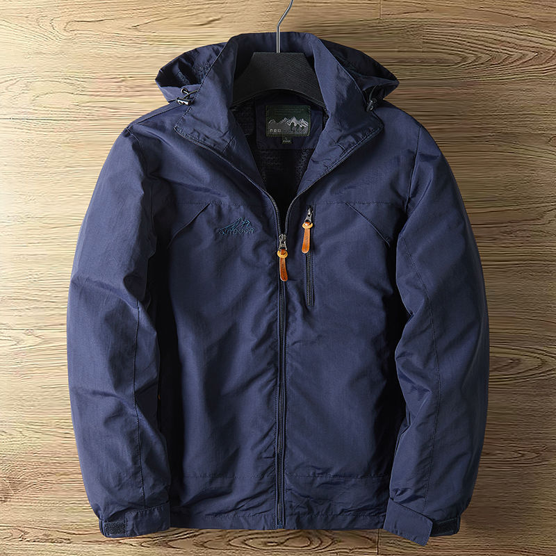 Men's detachable hood zipper loose jacket teemdrop