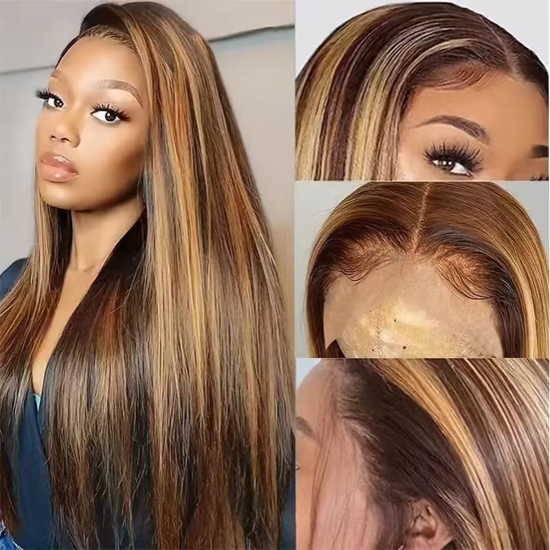 Long Straight Heat Resistant Synthetic Fiber Front Lace Wig teemdrop