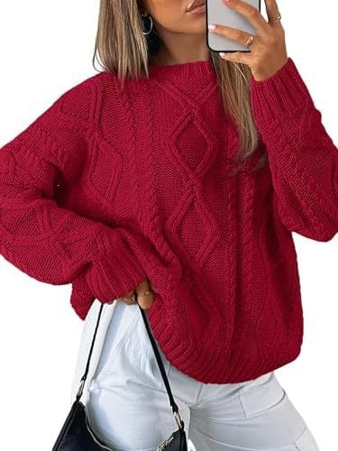 Women's knitted round-neck sweater for casual wear teemdrop