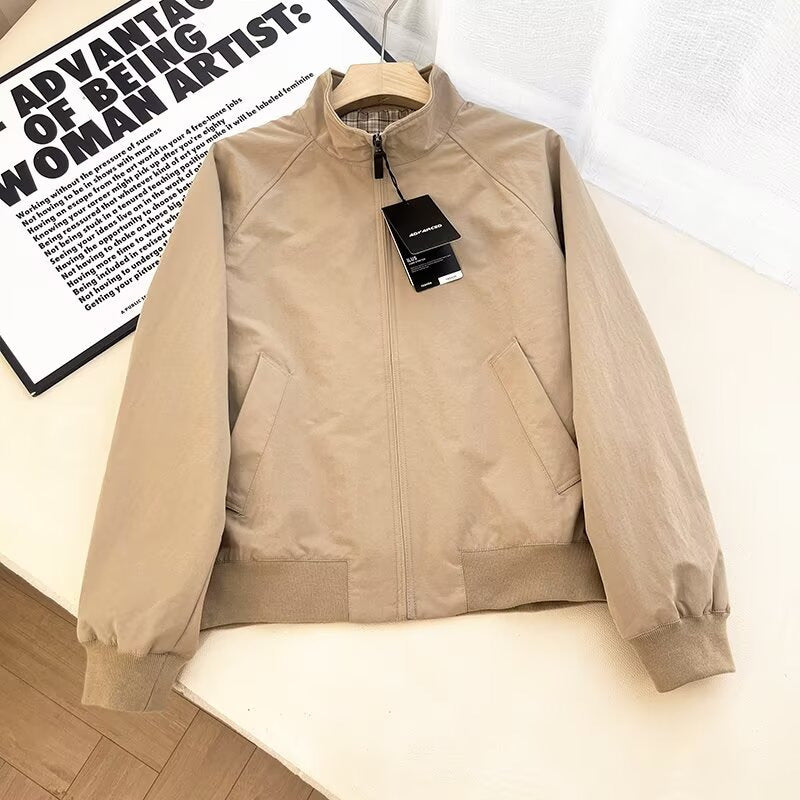 Men's Stand Collar Zip-Up Jacket Long Sleeve Loose Casual Coat teemdrop