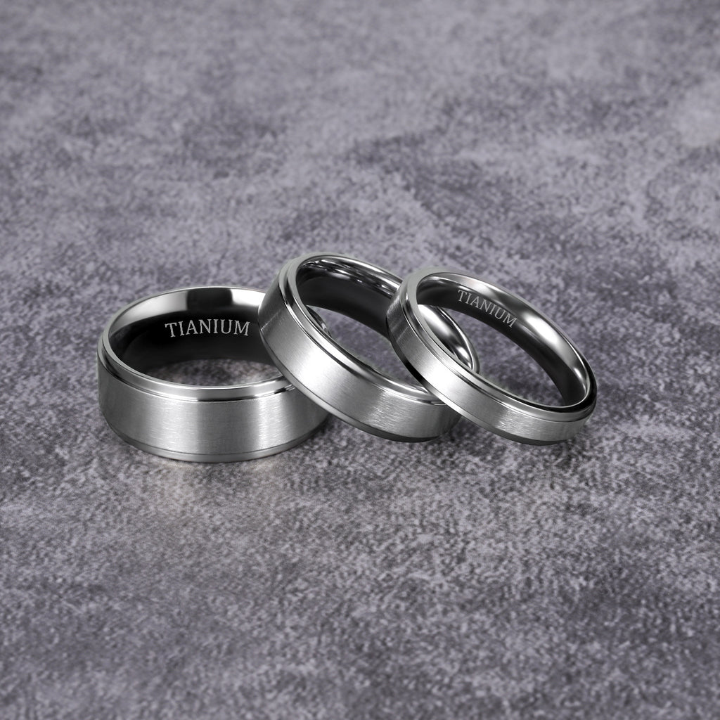 Pure Titanium Ring Simple Sand Step Band