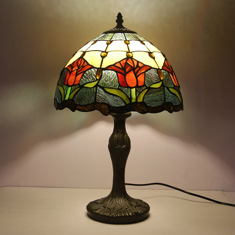 Table lamp stained glass 12 inch handmade lampshade teemdrop