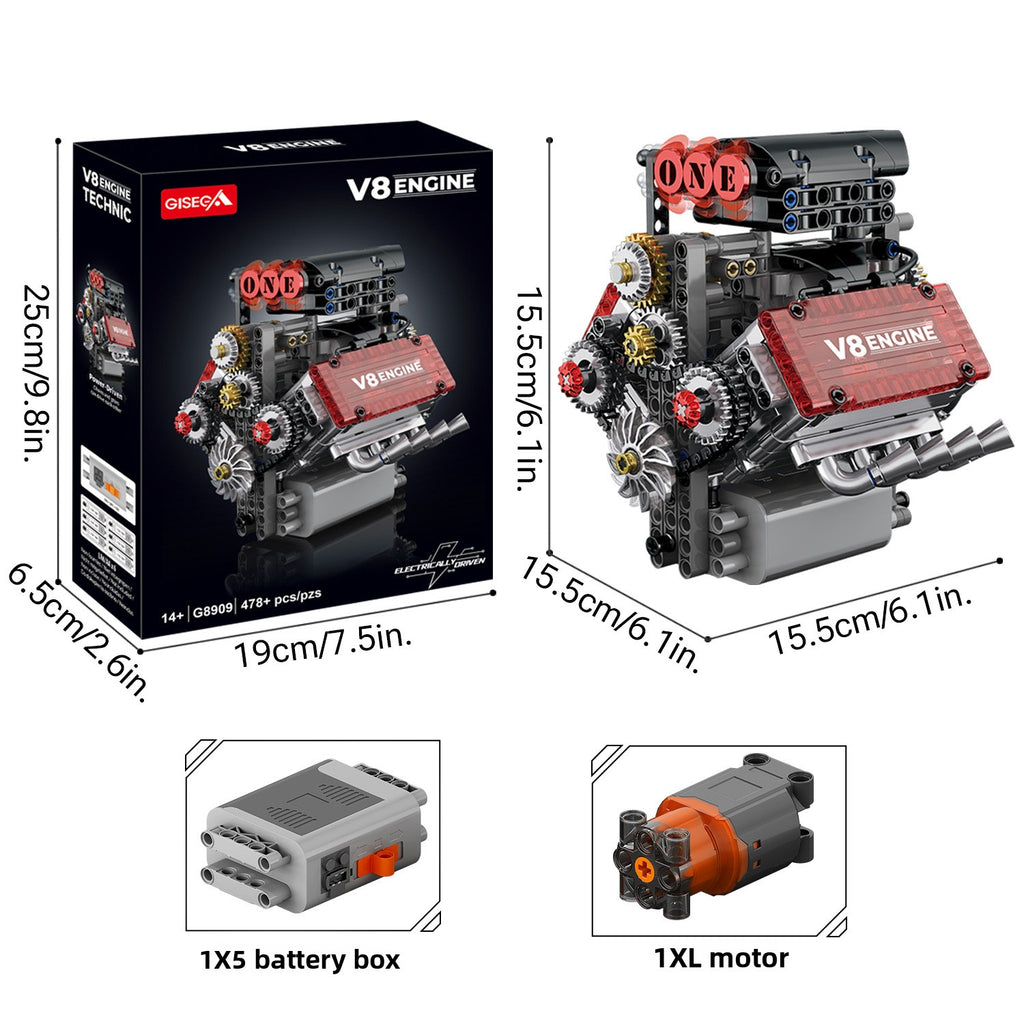 V8 Engine Model Assembly Building Block Toy