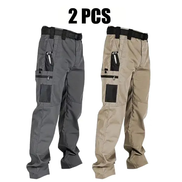 Men's Quick-Dry Tactical Cargo Pants Multi-Pocket Summer Casual Trousers 100% Polyester teemdrop
