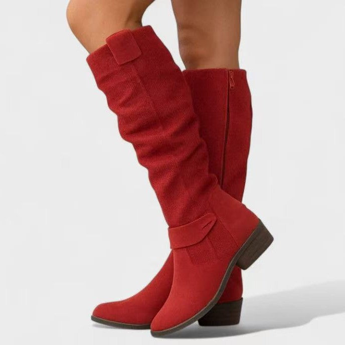 Side-zipper burnout high-top women?s boots