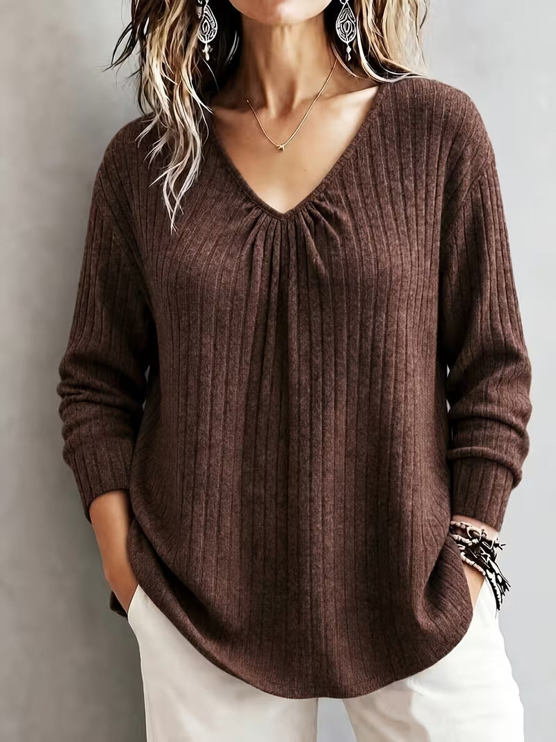 Long-sleeved pullover knit sweater teemdrop