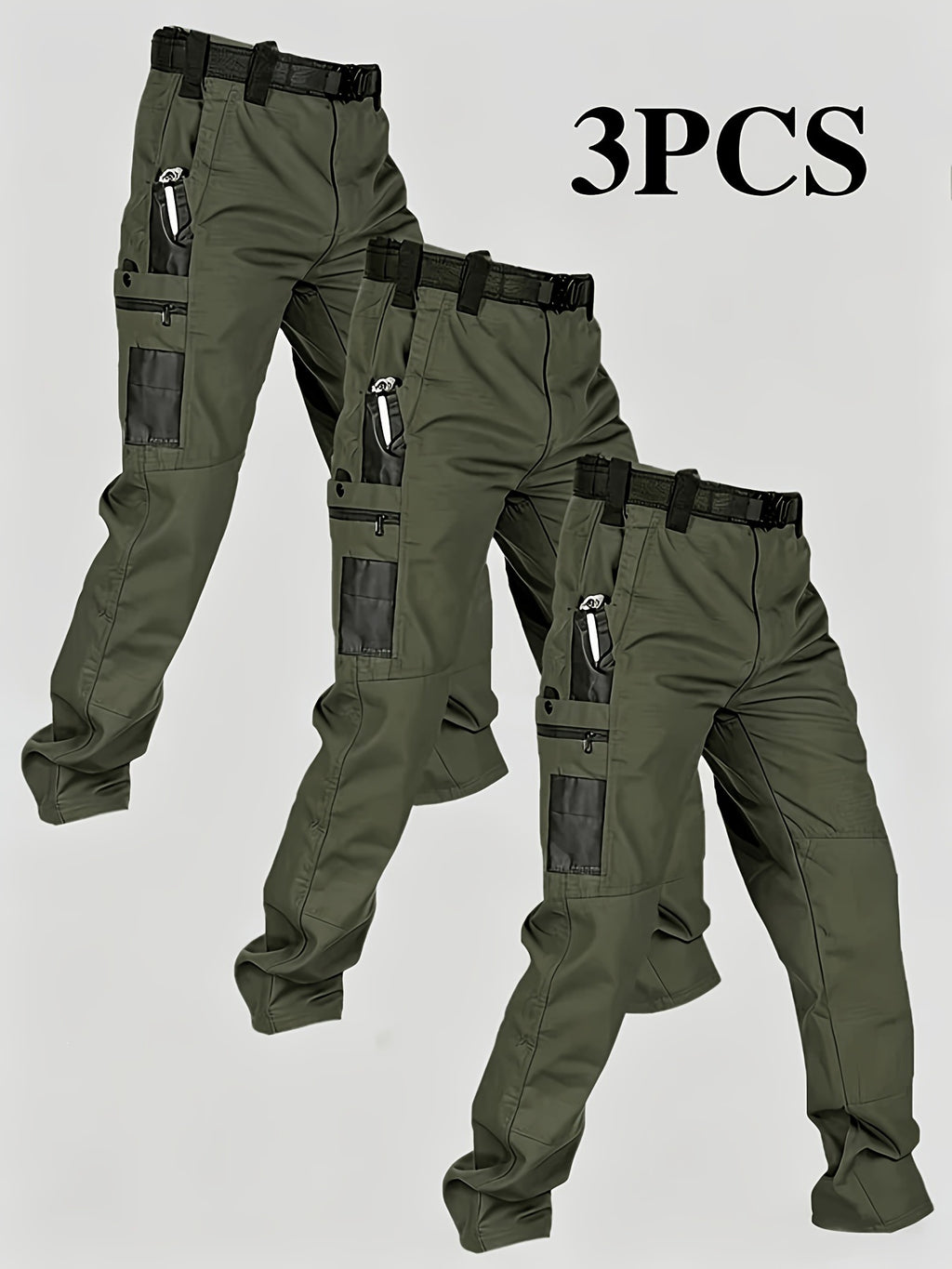 Men's Quick-Dry Tactical Cargo Pants Multi-Pocket Summer Casual Trousers 100% Polyester teemdrop