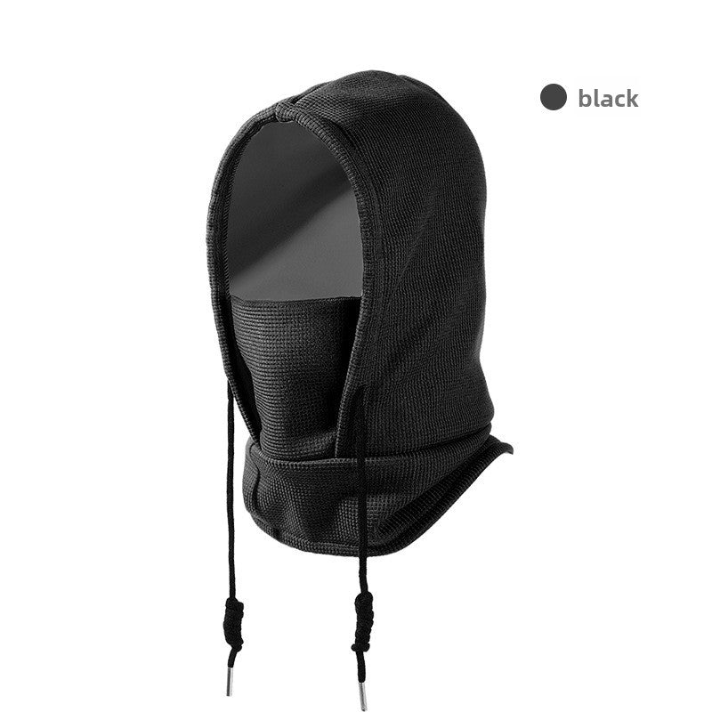 Warm hat with a hood for outdoor cycling to protect against wind teemdrop