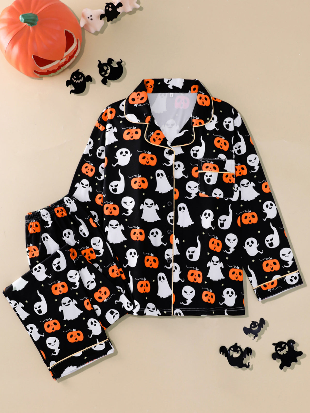 Women's long-sleeve Halloween pajamas teemdrop